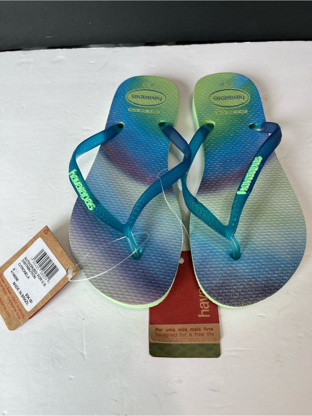 Havaianas Blue Green Ombre Flip Flops